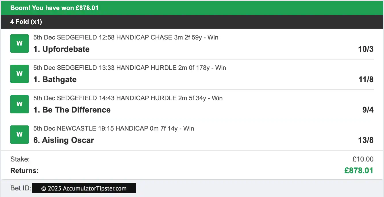 Accumulator Tipster - Winner - 2025-12-05