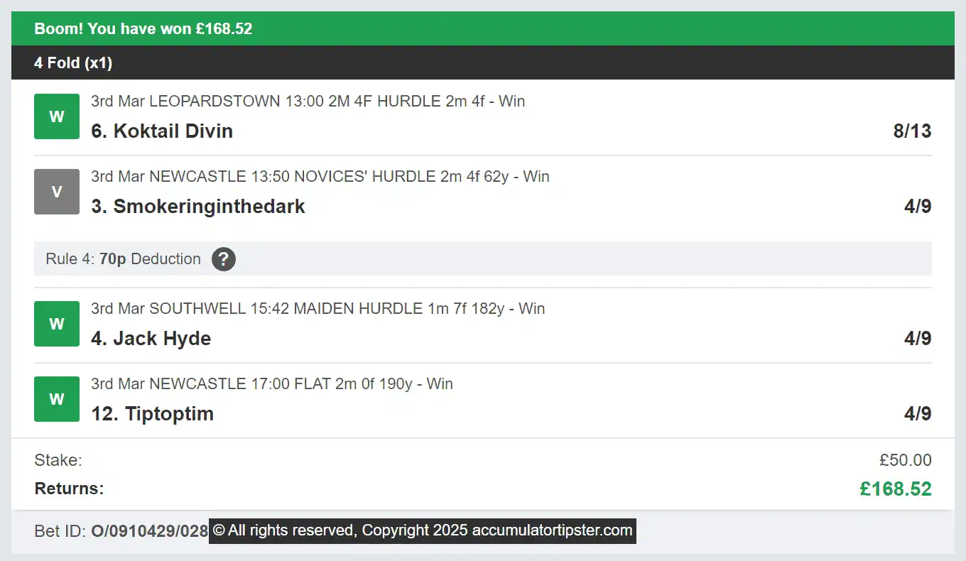 Accumulator Tipster - Winner - 2025-03-03